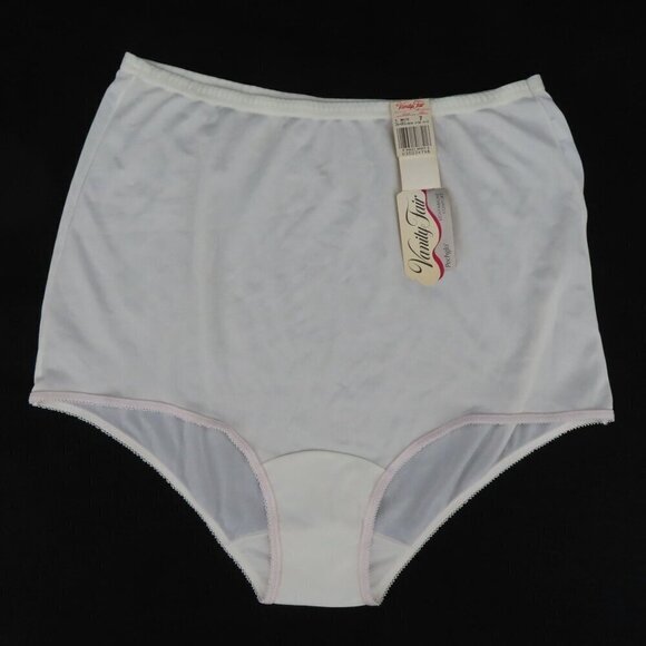VTG Vanity Fair Womens 7 Pechglo Solid White 16001 Panty Lightweight NEW NOS